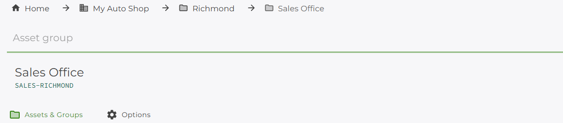 Asset group hierarchy Asset group hierarchy