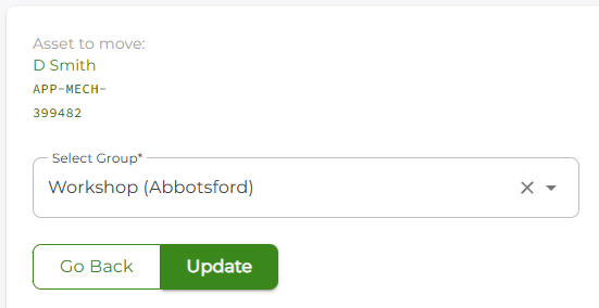 Moving an asset Moving an asset