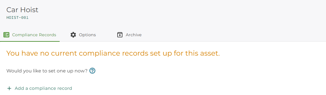 No compliance records No compliance records
